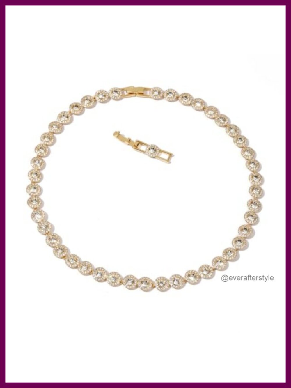 18K Gold Plated Crystal Tennis Choker Necklace with Extender